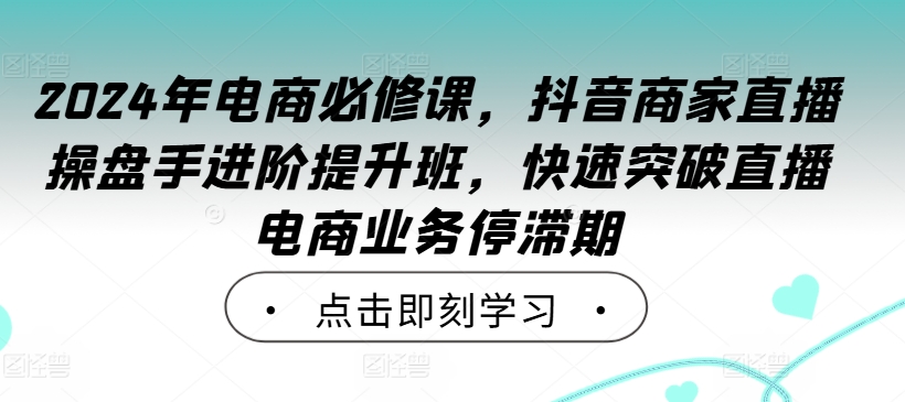2024年电商必修课，抖音商家直播操盘手进阶提升班，快速突破直播电商业务停滞期-藏宝湾资源网