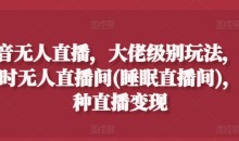 抖音无人直播，大佬级别玩法，24小时无人直播间(睡眠直播间)，多种直播变现-藏宝湾资源网