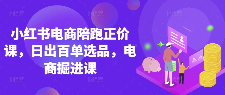 小红书电商陪跑正价课，小红书官方认证电商讲师教学，日出百单选品，电商掘进课-藏宝湾资源网