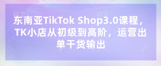 东南亚TikTok Shop3.0课程，TK小店​从初级到高阶，运营出单干货输出-藏宝湾资源网
