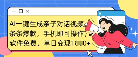 AI一键生成亲子对话视频，条条爆款，一部手机即可操作，单日变现数张-藏宝湾资源网