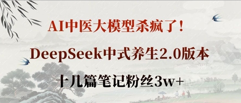 AI中医大模型杀疯了！DeepSeek中式养生2.0版本，十几篇笔记粉丝3w+-藏宝湾资源网